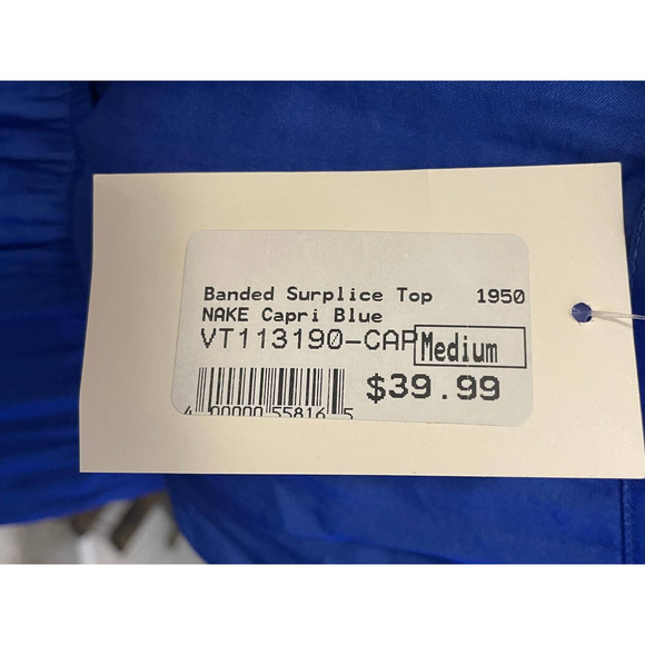 Pants Store Capri blue banded surplice top, Medium, NWT - Picture 9 of 11